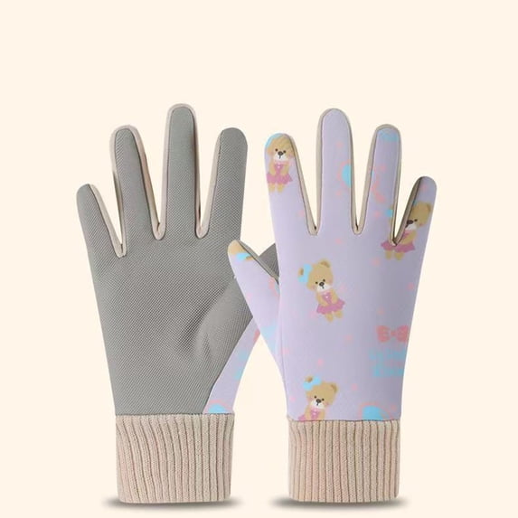 Ynynloco Kid Winter Cartoon Gloves with Grip - Boy Girl Wram Thermal Ski Touch Screen Outdoor Bike Mittens 3-12 Year