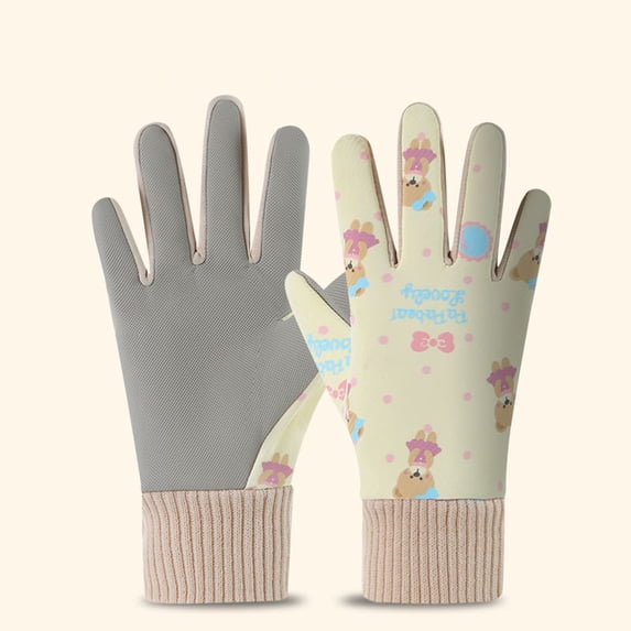 Ynynloco Kid Winter Cartoon Gloves with Grip - Boy Girl Wram Thermal Ski Touch Screen Outdoor Bike Mittens 3-12 Year