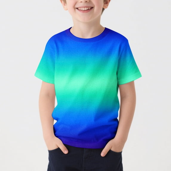Ynynloco Kids' Gradient Color Short Sleeve Crew Neck T-Shirts - Soft Breathable Casual Tees for Boys & Girls, Multiple Rainbow Ombre Options