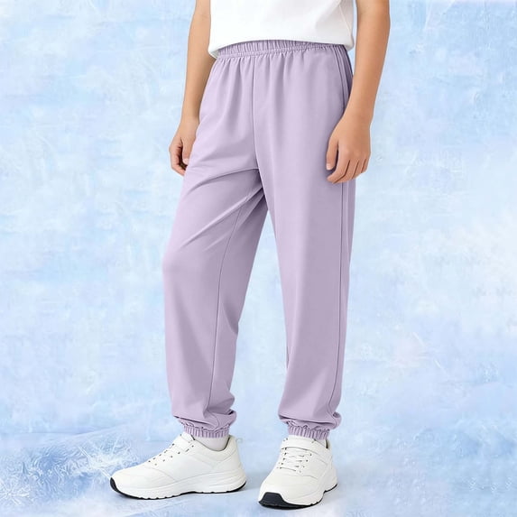 Ynynloco Kids' Quick Dry Ice Silk Pants,Unisex Loose Anti-Mosquito, Sun Protection, Elastic Waist, Cuffed Ankles