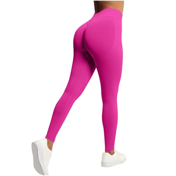Ynynloco Leggings for Women High Waist Butt Lifting Seamless Tummy Control Compression Yoga Pants Solid Color Workout Running Gym Athletic Leggings