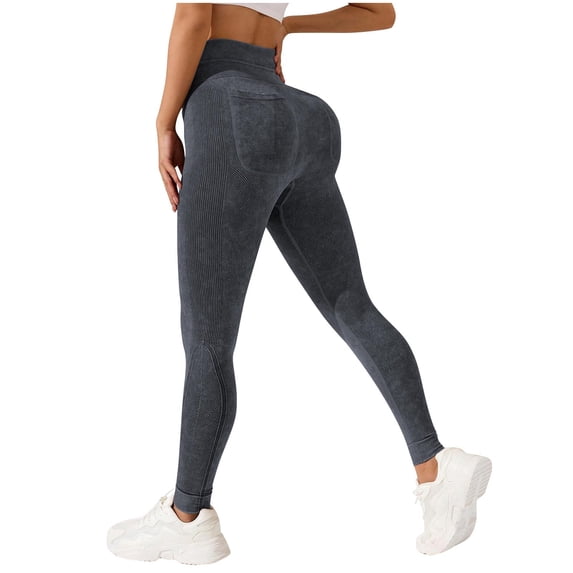 Ynynloco Leggings with Pockets for Women Butt Lifting Stretch High Waisted Tummy Control Yoga Pants Solid Color Workout Gym Running Leggings