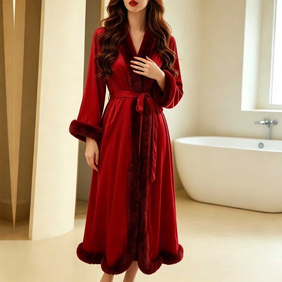 Ynynloco Long Flannel Robes for Women: Warm Super Plush Soft Fleece Bathrobes Fall Winter Warm Pajamas