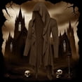 thumbnail image 1 of Ynynloco Long Hooded Cardigan Ruffle Shawl Collar Open Front Gothic Cloak Lightweight Drape Cape Overcoat with Pockets, 1 of 5