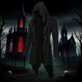 thumbnail image 1 of Ynynloco Long Hooded Cardigan Ruffle Shawl Collar Open Front Gothic Cloak Lightweight Drape Cape Overcoat with Pockets, 1 of 5