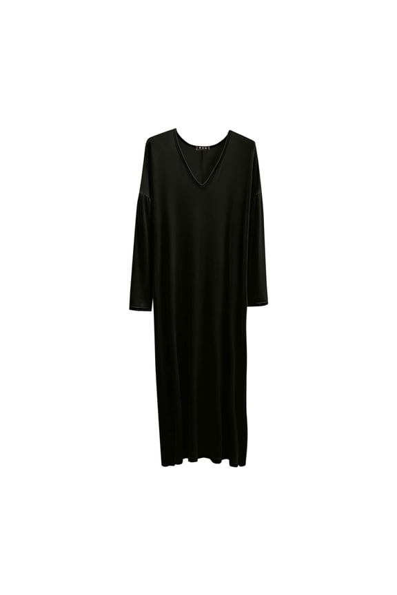 Long Modal Nightgowns For Women V Neck Plus Size Long Sleeves Night Dress Full Length Fashion Fall Solid Color Sleepwear