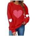 thumbnail image 1 of Ynynloco Love Heart Printed Womens Sweatshirt Valentine Day Crew Neck Long Sleeve Comfy Sweatshirts Casual Loose Vintage Pullover Tops, 1 of 2