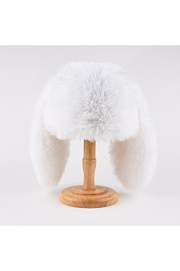 Luxurious Faux Mink Fur Ladies Trapper Hat Oversized Fur Trapper Hat for Women Ladies Russian Ushanka Furry Winter Hat with Ear Flaps Fuzzy