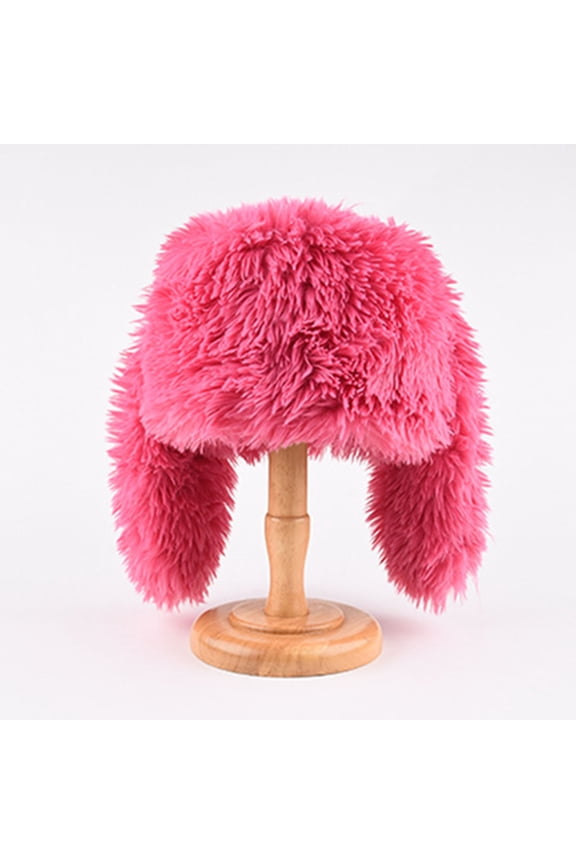 Luxurious Faux Mink Fur Ladies Trapper Hat Oversized Fur Trapper Hat for Women Ladies Russian Ushanka Furry Winter Hat with Ear Flaps Fuzzy