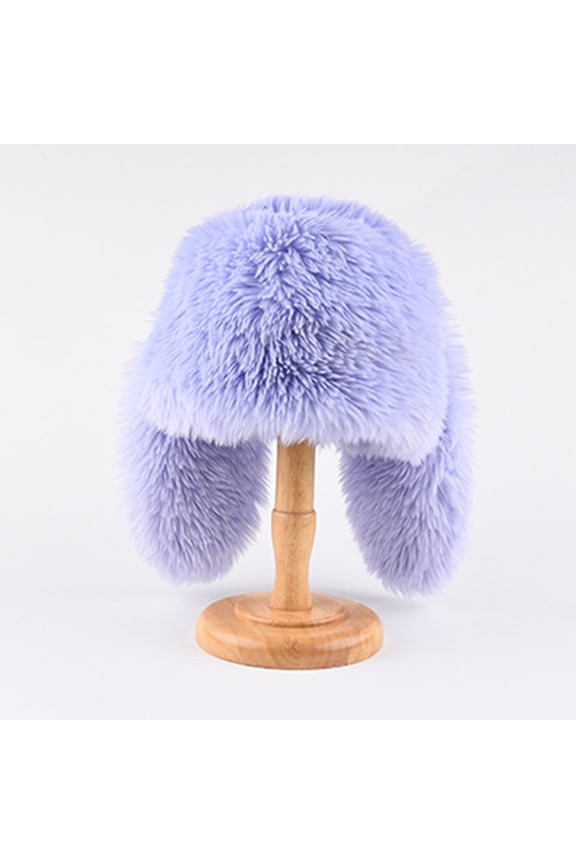Luxurious Faux Mink Fur Ladies Trapper Hat Oversized Fur Trapper Hat for Women Ladies Russian Ushanka Furry Winter Hat with Ear Flaps Fuzzy