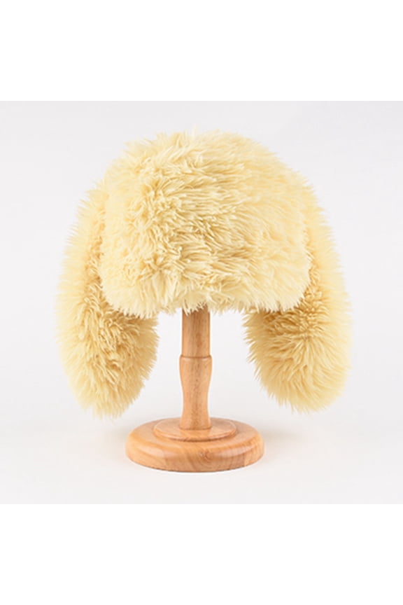 Luxurious Faux Mink Fur Ladies Trapper Hat Oversized Fur Trapper Hat for Women Ladies Russian Ushanka Furry Winter Hat with Ear Flaps Fuzzy