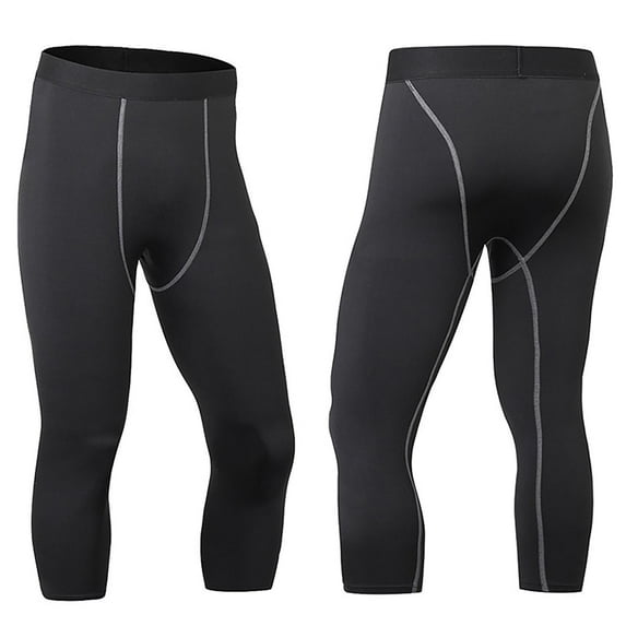 Ynynloco Men's 3/4 Compression Pants Athletic Base Layer Trousers Spandex Blend Quick Dry Capri Leggings for Men