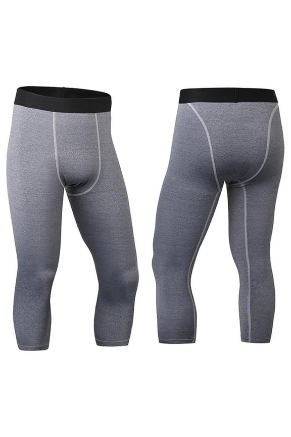 Men's 3/4 Compression Pants Athletic Base Layer Trousers Spandex Blend Quick Dry Capri Leggings for Men