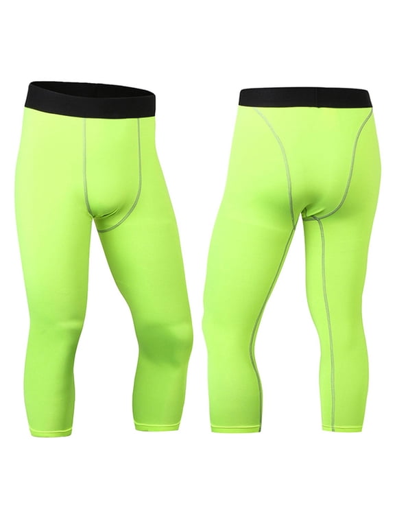 Men's 3/4 Compression Pants Athletic Base Layer Trousers Spandex Blend Quick Dry Capri Leggings for Men