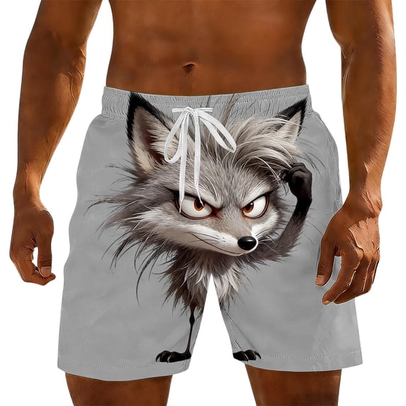 Ynynloco Men's Cartoon Print Beach Shorts Hot Summer Swim Trunks Sports Bathing Suits with Mesh Lining