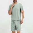 thumbnail image 1 of Ynynloco Men's Casual Summer Beach Outfits 2 Piece Vintage Short Sleeve T Shirts and Shorts Vacation Texture Sets for Men, 1 of 4