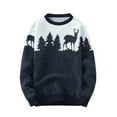 thumbnail image 1 of Ynynloco Men's Christmas Sweater Xmas Reindeer Trees Print Crew Neck Long Sleeve Pullover Tops 2025 Casual Comfy Fall Winter Warm Tops, 1 of 6