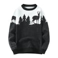 thumbnail image 1 of Ynynloco Men's Christmas Sweater Xmas Reindeer Trees Print Crew Neck Long Sleeve Pullover Tops 2025 Casual Comfy Fall Winter Warm Tops, 1 of 6