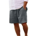 thumbnail image 1 of Ynynloco Men's Cotton Linen Stretch Shorts Casual Classic Fit Drawstring Summer Beach Shorts with Zipper Pockets, 1 of 4