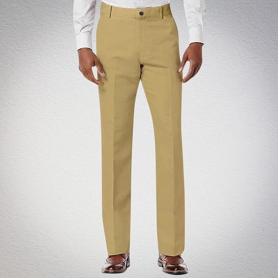 Ynynloco Men's Dress Pants Flat Front Business Casual Trousers Cotton Blend Straight Leg Pants for Men