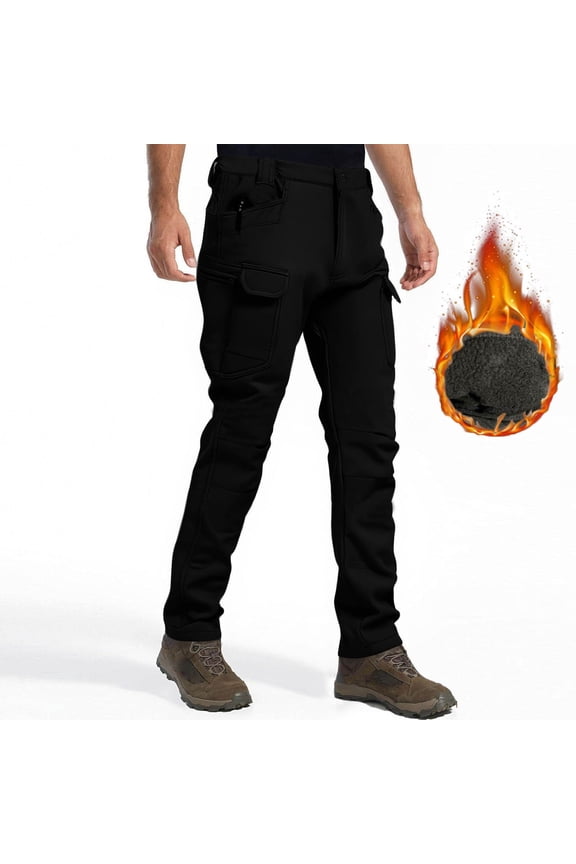 Men's Fleece fashion Lined Hiking Cargo Pants,Winter Insulated Work Pants Mens Snow Ski Safari Trousers