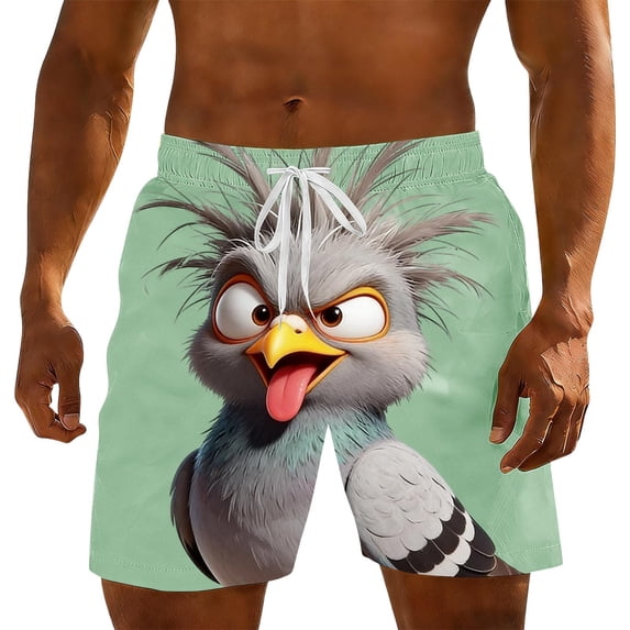 Ynynloco Men's Funny Cartoon Print Trunks Quick Dry Beach Shorts Swim Trunks with Drawstring