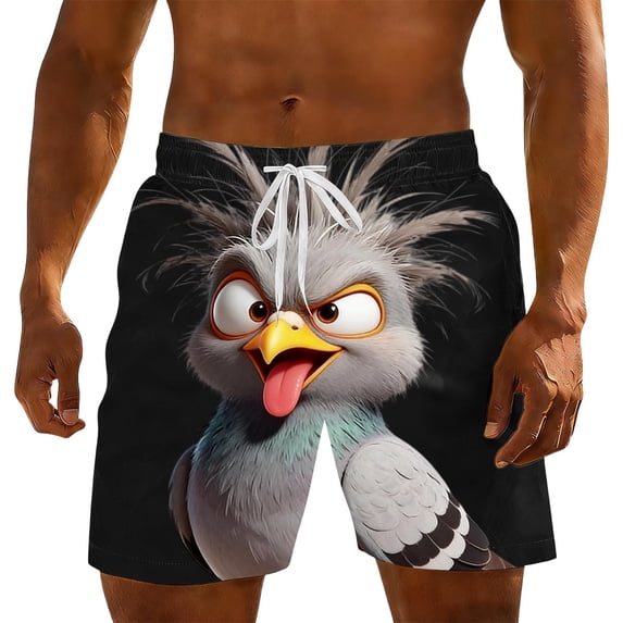 Ynynloco Men's Funny Cartoon Print Trunks Quick Dry Beach Shorts Swim Trunks with Drawstring