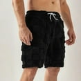 thumbnail image 1 of Ynynloco Men's Fuzzy Plush Shorts – Checkered Fluffy Lounge Shorts with Drawstring and Pockets for Homewear, 1 of 8