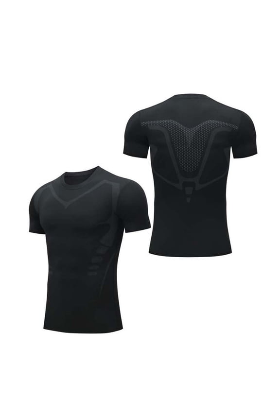 Men's Magnetic Therapy Compression Shirt – Short Sleeve Athletic Base Layer for Pain Relief & Recovery
