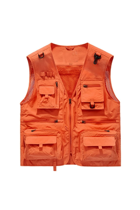 Men's Mesh Breathable Openwork Camouflage Journalist Multi-Pockets Photographer Fishing Vest Waistcoat Jacket Coat