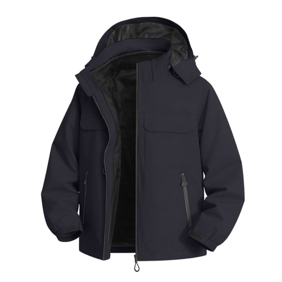 Ynynloco Men's Rain Jacket Hooded Hiking Jacket Softshell Windbreaker Waterproof Raincoat with Zipper Pockets for Outdoor Hiking