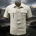 thumbnail image 1 of Ynynloco Men's Short Sleeve Fishing Shirts Lightweight Quick Dry Button Up Tactical Sun Shirts for Safari Hiking, 1 of 7