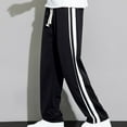 thumbnail image 1 of Ynynloco Men's Side Stripe Y2k Baggy Track Pants Drawstring Wide Leg Casual Trousers Loose Straight Pants, 1 of 5