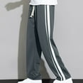 thumbnail image 1 of Ynynloco Men's Side Stripe Y2k Baggy Track Pants Drawstring Wide Leg Casual Trousers Loose Straight Pants, 1 of 5
