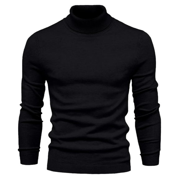 Ynynloco Men's Solid Color High Neck Pullover Long Sleeved Loose Base Shirt Top Sweater Casual Winter Turtleneck Sweater
