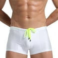 thumbnail image 1 of Ynynloco Men's Swim Trunks Solid Color Quick-Dry Lightweight High-Stretch Drawstring Beach Square Leg Swim Shorts, 1 of 3