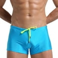 thumbnail image 1 of Ynynloco Men's Swim Trunks Solid Color Quick-Dry Lightweight High-Stretch Drawstring Beach Square Leg Swim Shorts, 1 of 7