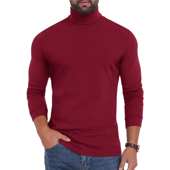 Ynynloco Men's Turtleneck Long Sleeve Knit Pullover Slim Fit Lightweight Sweater for Business Casual