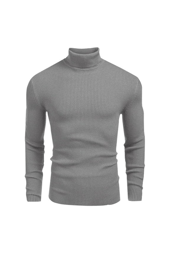 Men's Turtleneck Tops Fleece Lined Solid Color Pullover Thermal Long Sleeve Casual Slim Fit Basic Sweater
