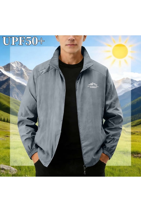 Men's UPF 50+ Full Zip Lightweight Outdoor Jacket UPF Cooling Mesh Fabric Dry Fit for Golf Hiking Fishing Rash Guard