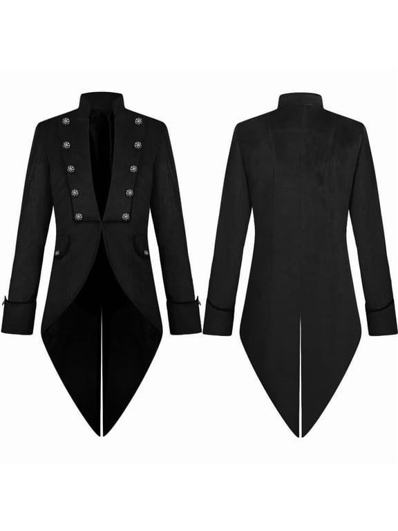 Men's Victorian Gothic Tailcoat Jacket Vintage Steampunk VTG Victorian Long Coat Viking Renaissance Pirate Halloween Coats