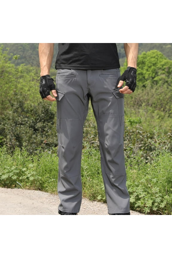 Men's Winter Work Pants Fleece Lined Tactical Snow Ski Pant Waterproof Insulated Cargo Hiking Trousers with Pocket
