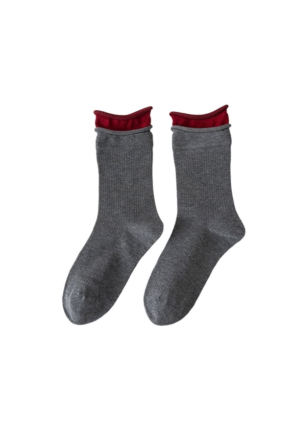 Men's & Women's Two-Tone Roll Top Socks, Casual Knit Comfy Breathable Dress Socks for Daily Wear