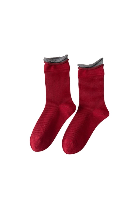 Men's & Women's Two-Tone Roll Top Socks, Casual Knit Comfy Breathable Dress Socks for Daily Wear