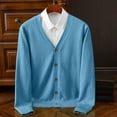 thumbnail image 1 of Ynynloco Mens Casual Slim Fit Cardigans V-Neck Basic Designed Long Sleeve Button Down for Business Layering, 1 of 7