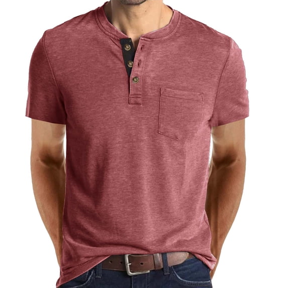 Ynynloco Mens Henley Shirts Short Sleeve Mens Shirts Summer Casual Button T Shirt Pocket Tee Shirts