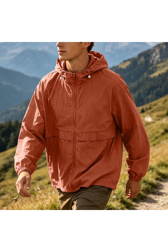 Mens Lightweight Hooded Thin Windbreaker Packable Jacket Water Resistant for Hiking Outdoor Cycling Sportswear