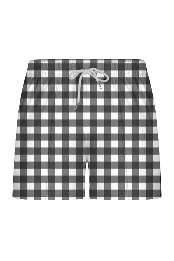 Mens Plaid Print Shorts Drawstring Elastic Waist Vintage Streetwear Shorts Summer Beach Vacation Yoga Golf Outdoor Activities Pants