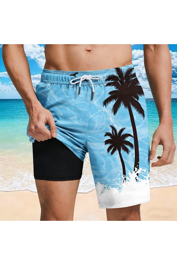 Mens Quick Dry Compression Liner Swim Trunks 7 Inch Stretch Swimming Trunks for Surfing