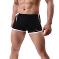 thumbnail image 1 of Ynynloco Mens Swim Trunks Solid Color Basic Elastic Waist Side Drawstring Quick Dry Square Leg Swimsuit, 1 of 9